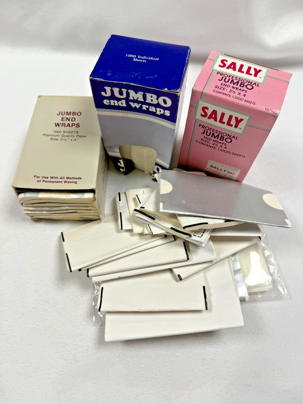 Vintage Sally Beauty Jumbo End Wraps Hair Perm Papers Salon Supply Lot 80s